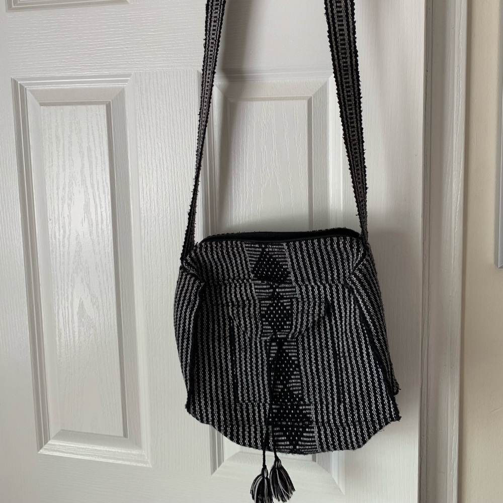 Black and white, African print, crossbody purse